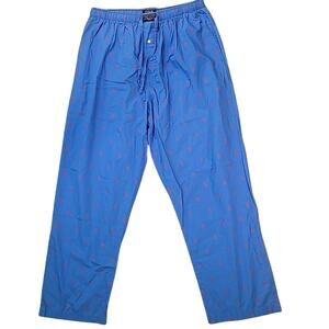 Polo Ralph Lauren Sleepwear Pajama Pants Mens L Blue w/Red All Over Pony Print